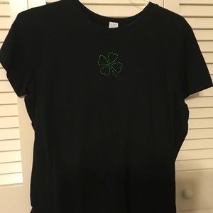 BOGO sale - Shamrock Bling Black Tee XXL